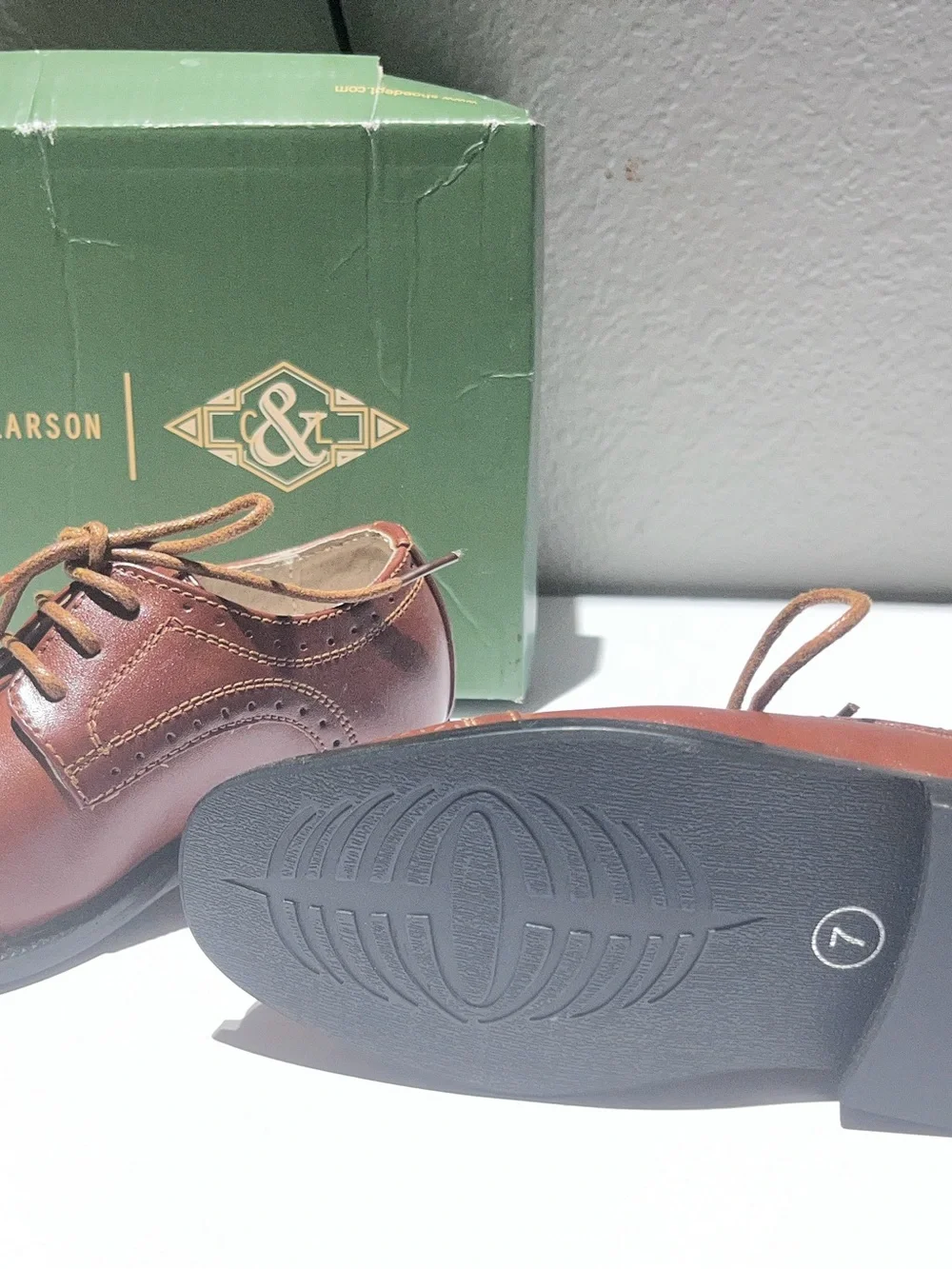 Curt & Larson Boy's Brown Lace-Up Dress Shoes - Size 7